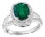 3.5 Carat Oval Natural Zambian Emerald & 1.8 Ct Diamond Ring 14 Karat White Gold For Sale