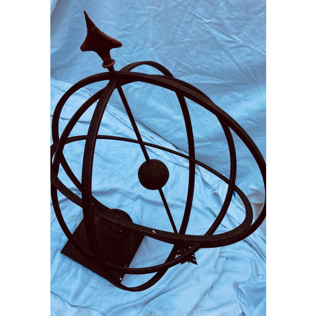 Neoclassical Vintage Rusted Iron Armillary Late 20th Century For Sale - Image 3 of 10