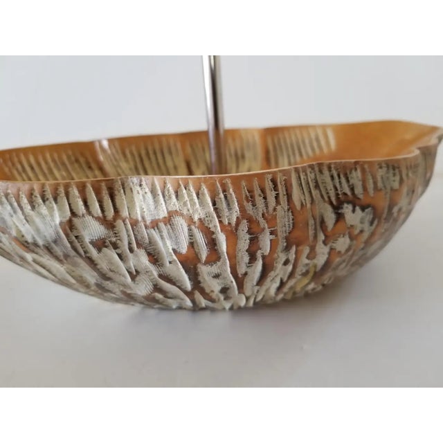 Italy Macabo Cusano Aldo Tura Carved Wood Nut Bowl & Nutcracker Milan Midcentury Modern 1960s 12.5 L x 7.5W x 10 Tall....
