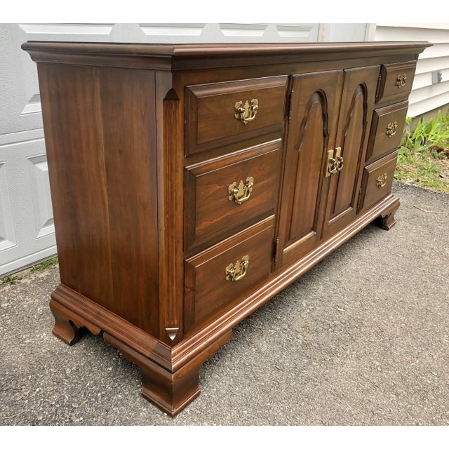 1970s Solid Cherry Pennsylvania House Long Dresser For Sale - Image 9 of 12