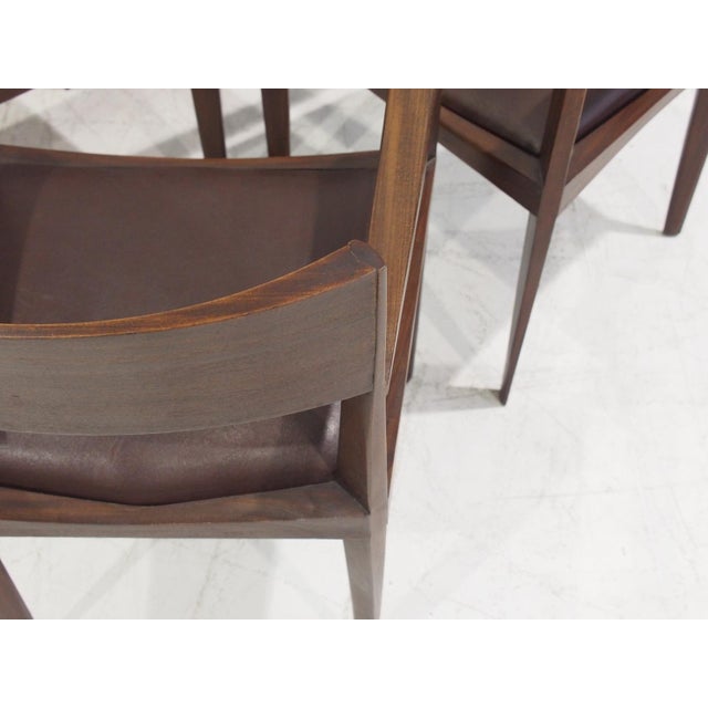 Wood Vintage Italian Dark Brown Wood and Faux Leather Dining Chairs, 1960s, Set of 6 For Sale - Image 7 of 14