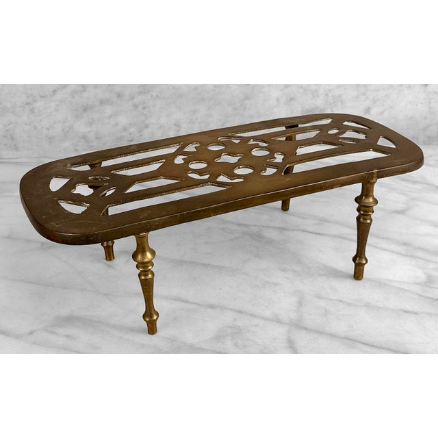 Traditional Vintage Traditional Brass Footed Plant Stand Trivet For Sale - Image 3 of 8
