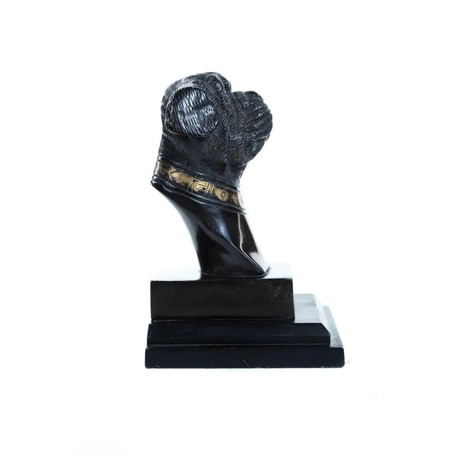 Antique Figural Bronze Bookends With Bulldog Heads For Sale - Image 4 of 7