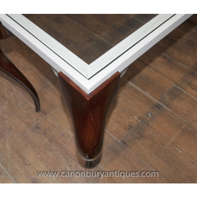 Mid-Century Modern Glass Mahogany Console Table For Sale - Image 3 of 8