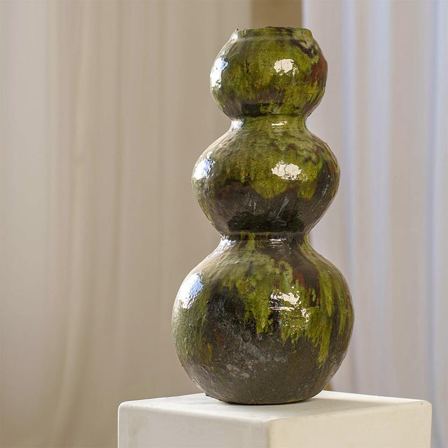Contemporary Handcrafted Sculpture with Tamegroutes Green Glaze by Azele Studio For Sale - Image 3 of 9