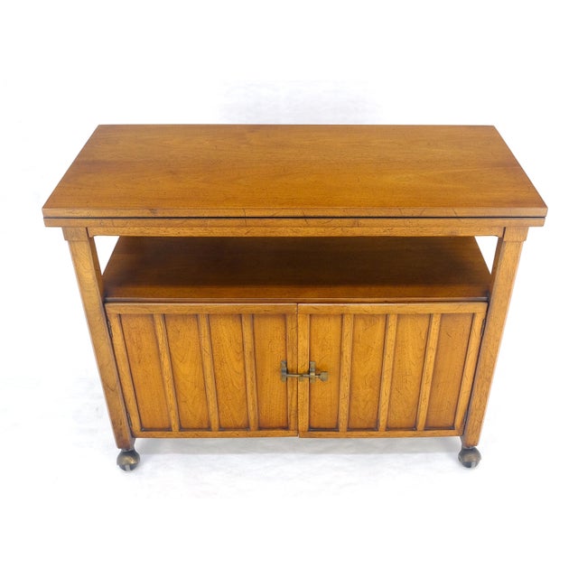 Flip Top Balck Formica Serving Cabinet Server on Wheels Mid Century c1970s MINT