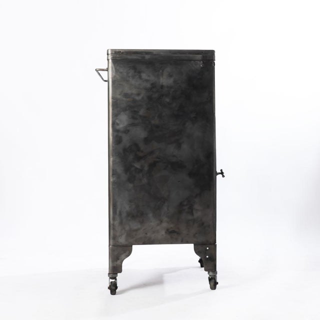Silver Early 20th Century Industrial Steel Cabinet For Sale - Image 8 of 10