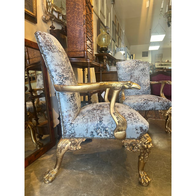 Early 20th Century Pair of French Style Gold-Gilded Armchairs For Sale In Los Angeles - Image 6 of 8