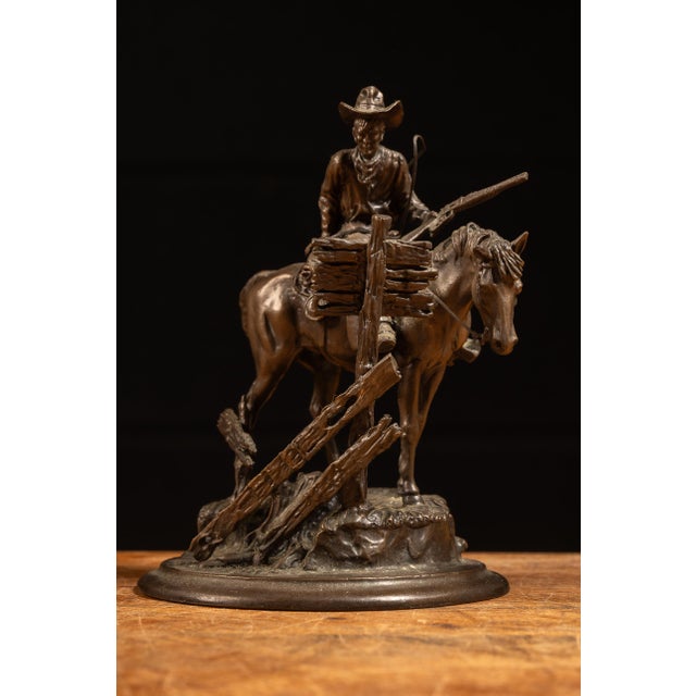 Limited-edition solid bronze sculpture titled “Wanted,” created in 1970 by American Western artist John Polland...