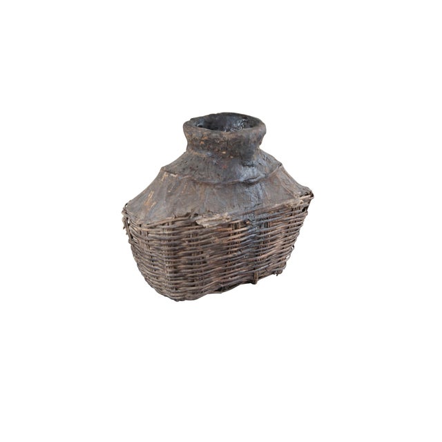 Early 20th Century Chinese Shanxi Willow Oil Container / Food Storage Vessel. Beautifully woven with natural patina from...