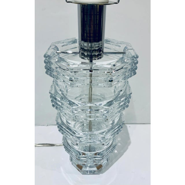 Original Retail $2150, elegant Baker Modern Baccarat Crystal Table Lamp, showroom floor sample