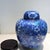 Traditional Vintage Cloisonné Enamel Blue Floral Lidded Ginger Jar With Wooden Stand For Sale - Image 3 of 8