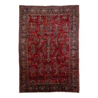 Red Antique Persian Sarouk Wool Rug For Sale