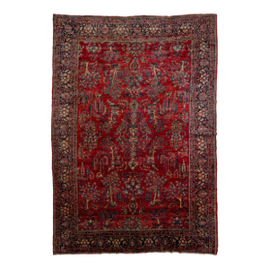Red Antique Persian Sarouk Wool Rug