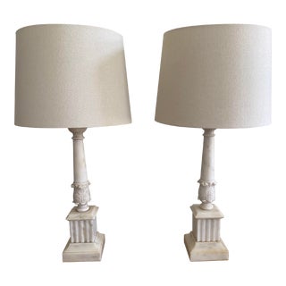 Antique Alabaster Neoclassical Table Lamps - a Pair For Sale