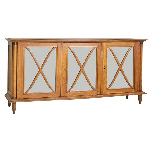 French Mirrored Oak Credenza, 1940s For Sale - Image 12 of 12