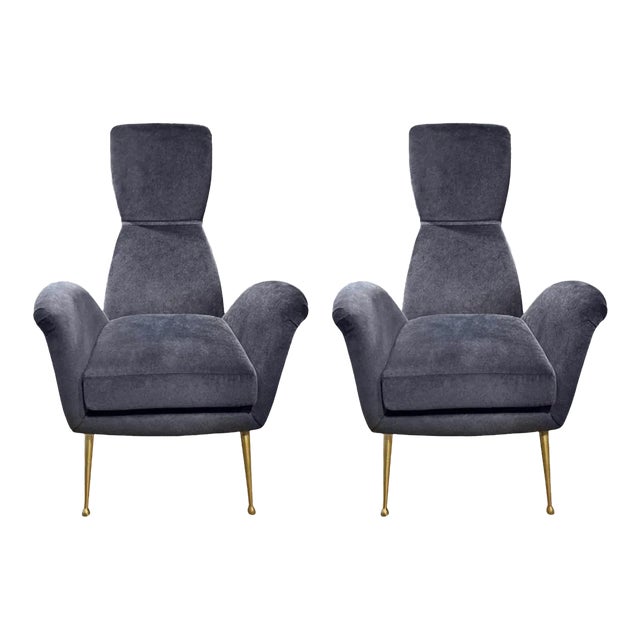 1960s Pair of Italian Modern Sculptural Lounge Chairs For Sale