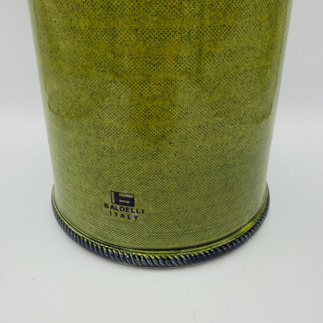 Mid-Century Modernist Italian Green Ceramic Carafe with Cork by Baldelli For Sale - Image 9 of 14