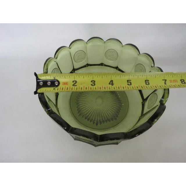 Green Fostoria Coin Glass Green Liberty Bell Scalloped Bowl Dish For Sale - Image 8 of 11