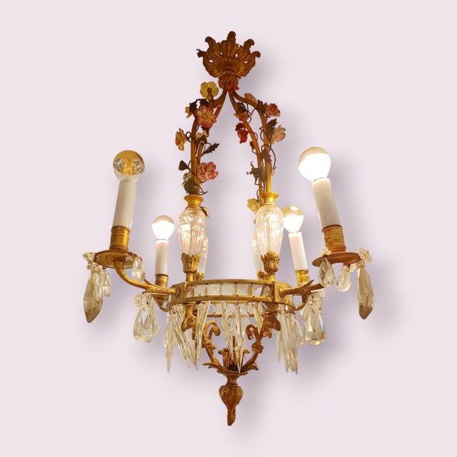 Gilt Floral Chandelier from Campodimonte For Sale - Image 5 of 5