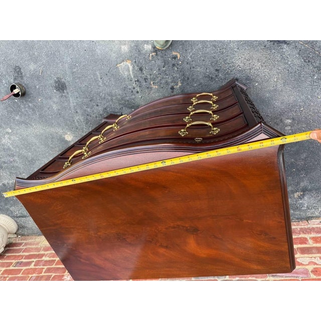 Pair of Henkel Harris Chippendale Style Serpentine Top Bachelor Chest of Drawers For Sale - Image 12 of 15