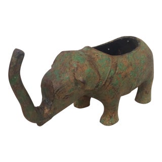 Japanese Cast Metal Elephant Planter For Sale