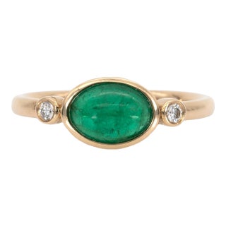 1.2ct Zambian Emerald Ring With Natural Diamonds Accents: Solid 14k Gold,Size 6.75 For Sale
