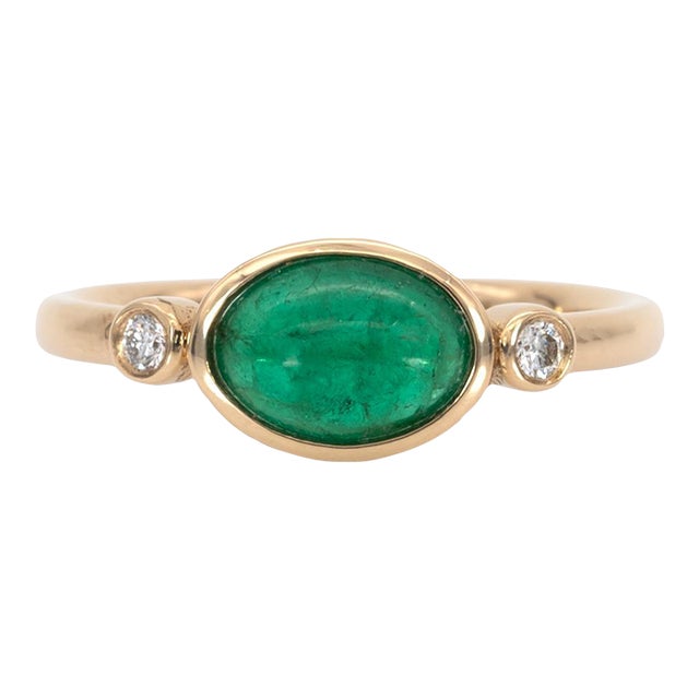 1.2ct Zambian Emerald Ring With Natural Diamonds Accents: Solid 14k Gold,Size 6.75 For Sale