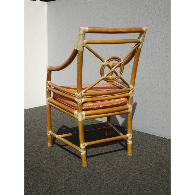 Vintage McGuire Mid Century Target Back Bamboo Arm Chair ~Dining Chair W Leather For Sale - Image 12 of 12