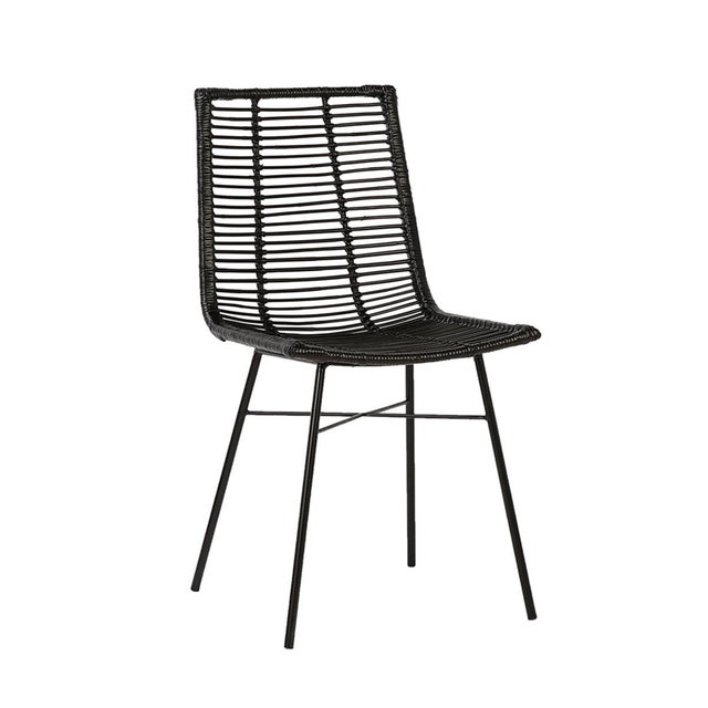 Black Rattan & Iron Dining Chair Chairish