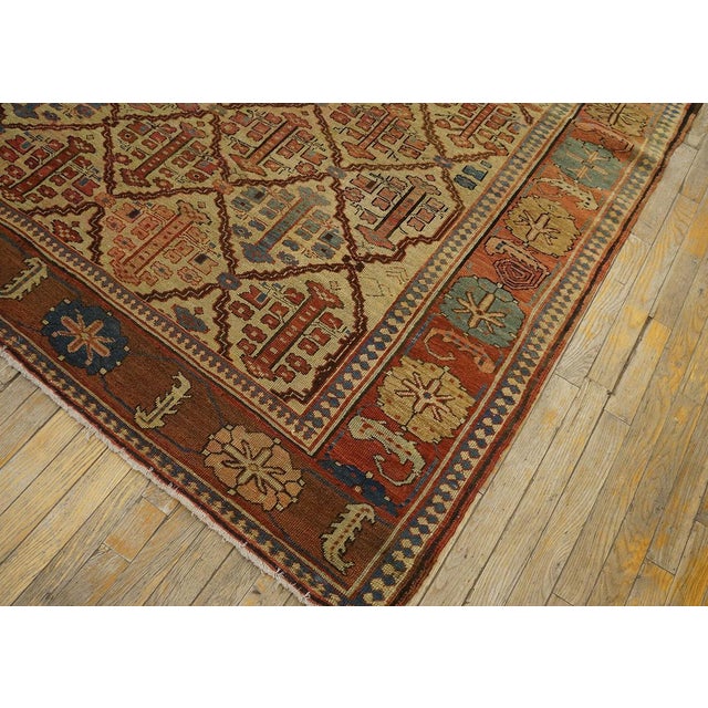 1870s Ivory Tribal Shrub Antique Nw Persian Bakshaiesh Rug 9' X 13'2" Hand Knotted Wool Carpet For Sale - Image 15 of 17