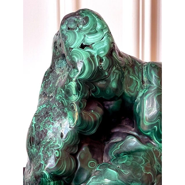 Striking Natural Malachite Specimen on Display Stand as Scholar Stone For Sale - Image 9 of 12
