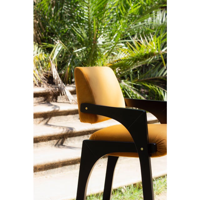 Arches Bar Stool in Mustard Velvet and Black Lacquered from Insidherland For Sale - Image 14 of 15
