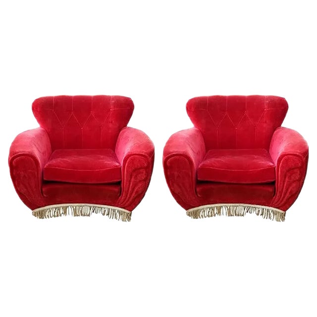 Set of Large Lounge Chairs by Guglielmo Ulrich, 1940s For Sale