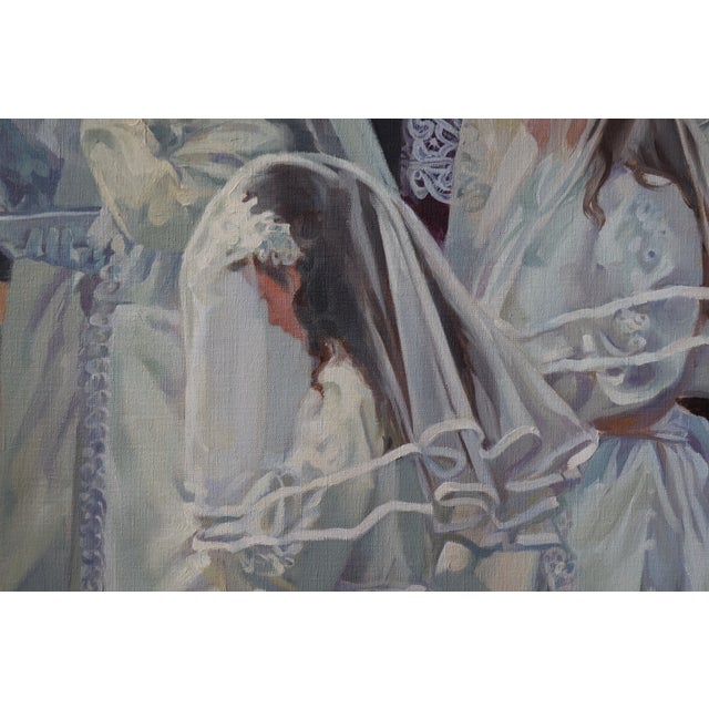 Late 20th Century Late 20th Century Frank Cannas Large Signed Original First Communion Procession Oil on Linen, Framed For Sale - Image 5 of 18