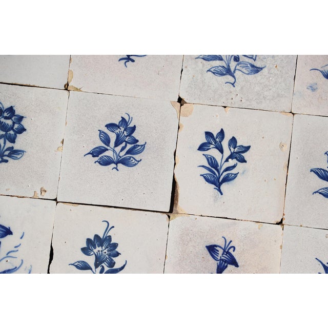 Antique 18th Century Portuguese Faience Tiles With Delicate Botanical Designs Set of 27 For Sale - Image 4 of 18