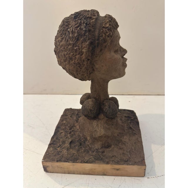 Wood Vintage Woman Bust on Wood Mount For Sale - Image 7 of 11