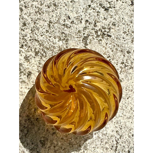 Mid-Century Modern Vintage Regency Swirl Blown Glass Sphere For Sale - Image 3 of 4