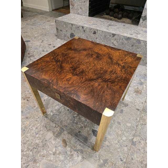 Mid 19th Century Beautiful Burl and Golden Brass Side Table by Century Furniture For Sale - Image 9 of 16