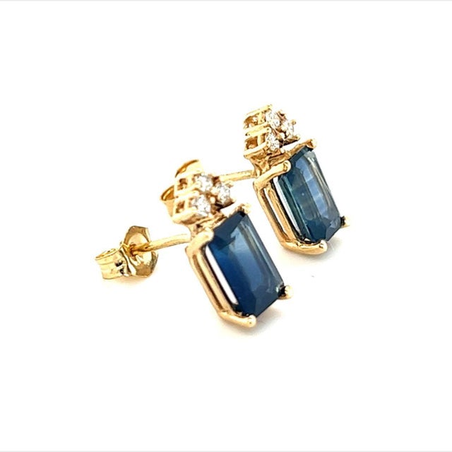 Natural Sapphire Diamond Earrings 14k Gold 2.14 TCW Certified For Sale - Image 11 of 11