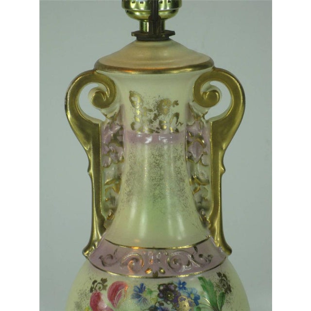 Victorian 1930s Beckwith China Victorian Style Hand Painted Gold Urn Porcelain For Sale - Image 3 of 12