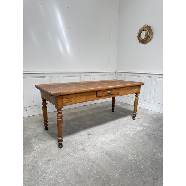 Tan Vintage Oak Worktable, 1960s For Sale - Image 8 of 9
