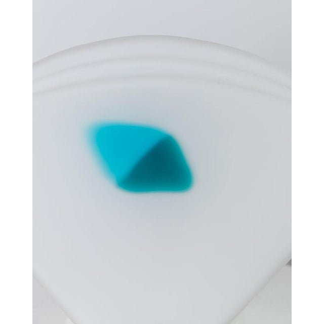 Postmodern Murano Glass Table Lamp with Shell Silhouette, Frosted Glass with Blue Detail For Sale - Image 3 of 11