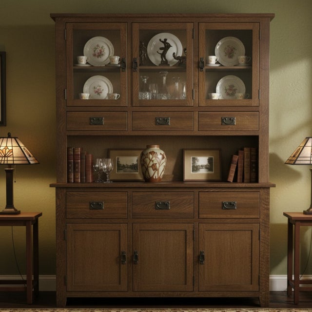 2020s Mission 6 Door & 6 Drawer China Cabinet - Walnut - 59" For Sale - Image 5 of 9