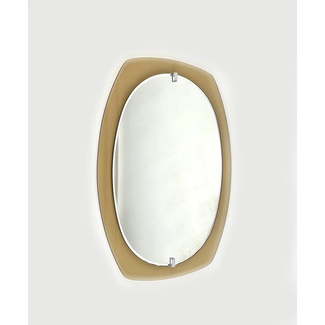 Mid-Century Modern Mid-Century Beveled Smoked Glass Frame Wall Mirror attributed to Veca, Italy, 1970s For Sale - Image 3 of 13