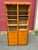 Storage cabinet, "roll-top filing cabinet," wooden roller shutters, key lock, 2 sections on one block. Multiple storage...