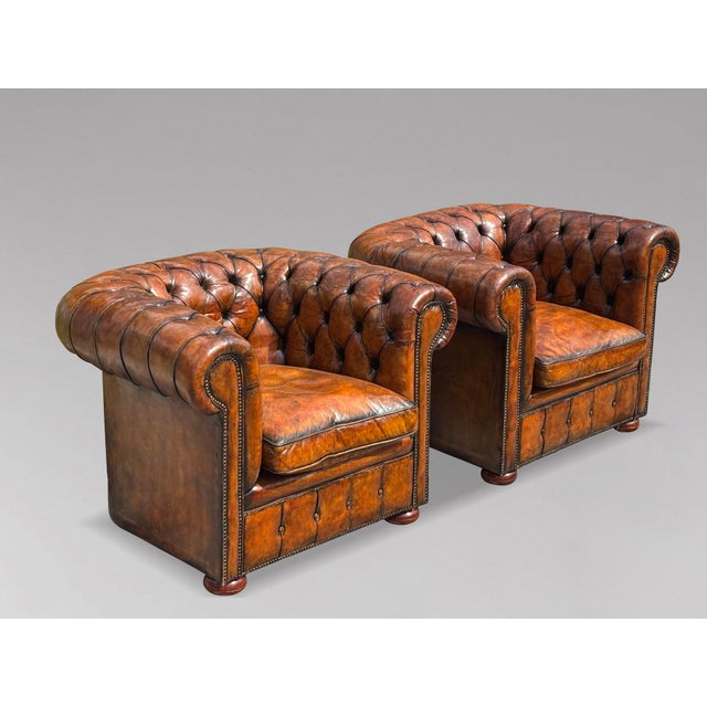 19th Century Leather Chesterfield Club Armchairs, 1880s, Set of 2 For Sale - Image 11 of 11