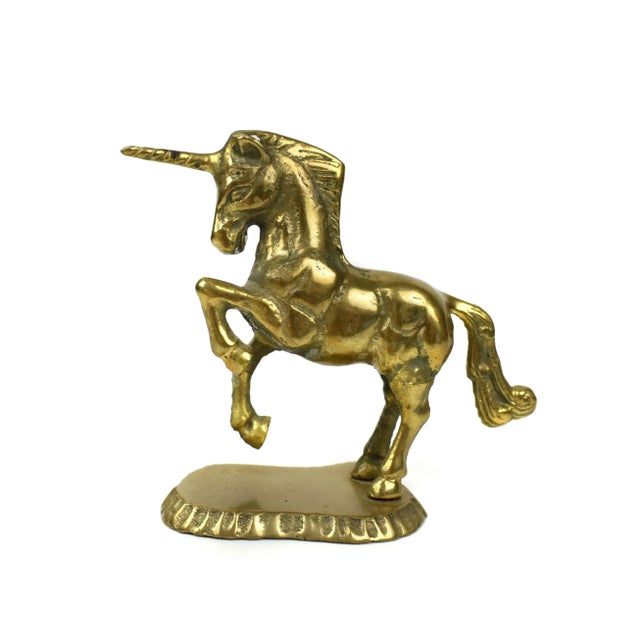 Metal Vintage Brass Unicorn Horse Figurine Model For Sale - Image 7 of 7