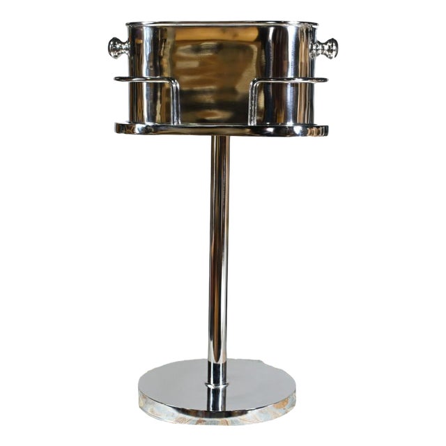 Art Deco Silver Plate Champagne Cooler Wine Stand For Sale