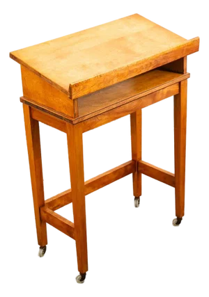1960s Mid Century Modern Podium Lectern Standing Desk Maple Rolling Reading Table Cart